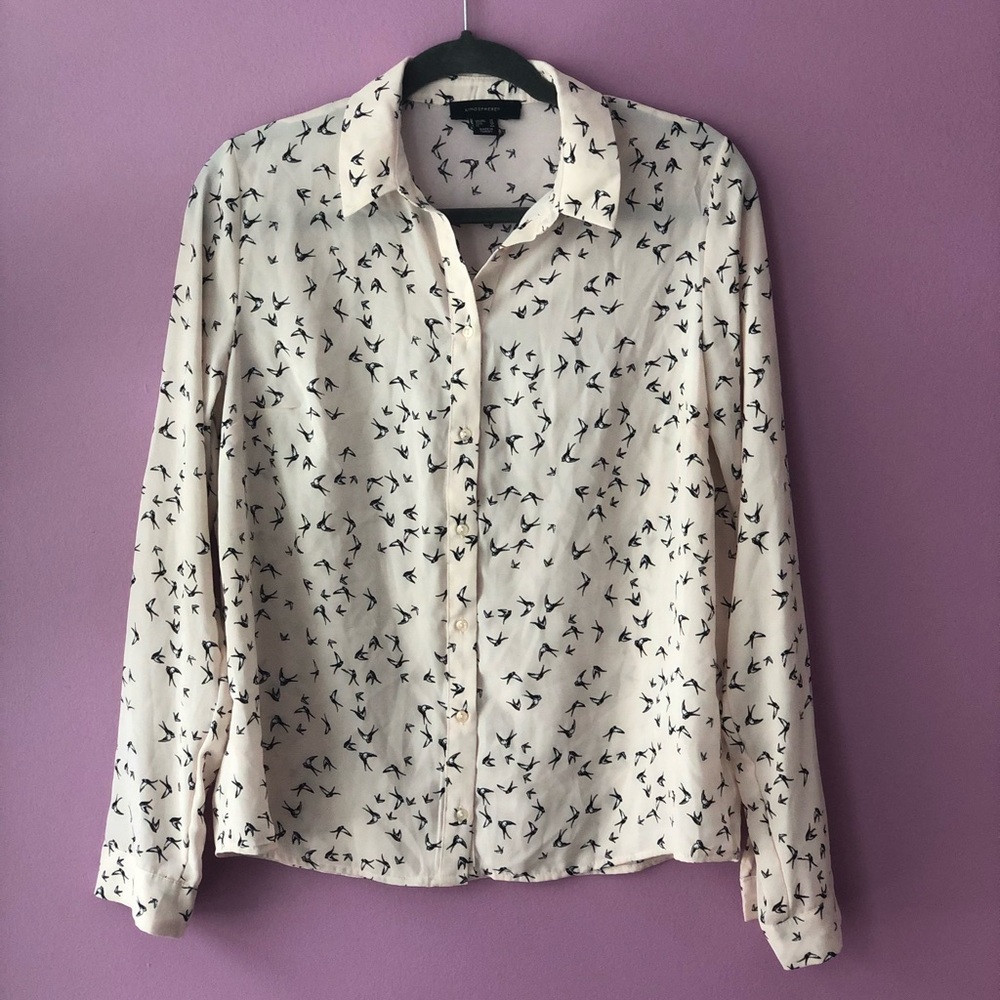 Bird pattern button up